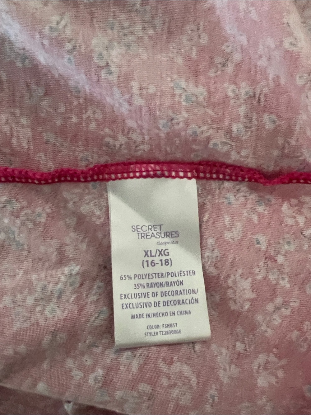 NWNT SecretTreasures sleepwear Pink Floral,Nightgown,Comfortable,stretch,size XL - Picture 14 of 15